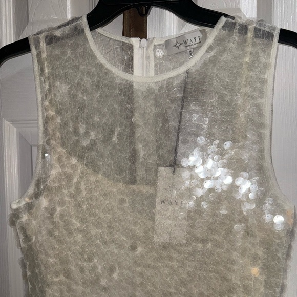 Wayf Women's White X Chérie Madeleine Danse Sequin Sleeveless Midi Dress - Picture 4 of 5